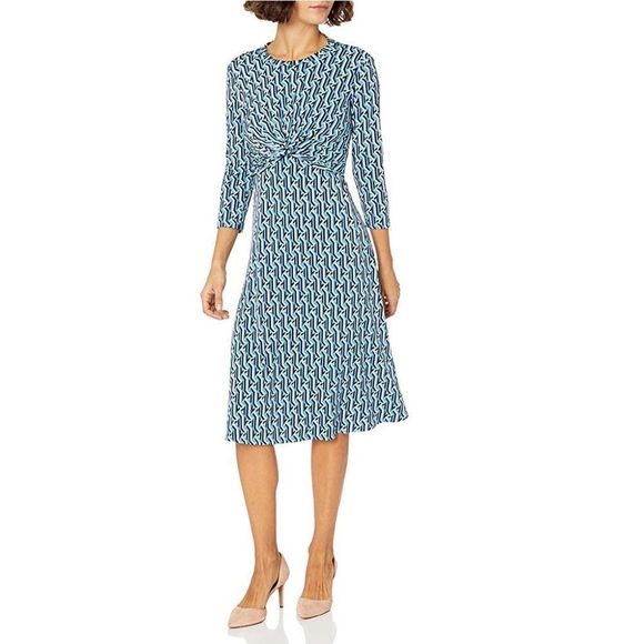 Donna Morgan 3/4 Sleeve Knot Front Dress - Picture 1 of 10